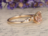 1.7ct Emerald Cut Peach Morganite Engagement Ring East West 14k Yellow Gold Over