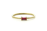 0.4ct Baguette Cut Pink Ruby Minimalist Engagement Ring 14k Yellow Gold Finish