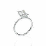 2.5ct Emerald Cut Diamond Hidden Halo Ring 14k White Gold Over with Round Accent