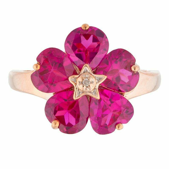 5ct Engagement Ring Heart Cut Pink Ruby Floral Women 14k Rose Gold Finish