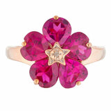 5ct Engagement Ring Heart Cut Pink Ruby Floral Women 14k Rose Gold Finish