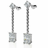 2ct Radiant Round Chain Vertical Drop Dangle Earring Women 14k White Gold Finish