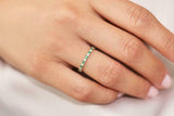 1ct Round Cut Alternating Green Emerald Diamond Wedding Band 14k YellowGold Over