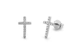 Jesus Cross Stud Earrings 1ct Round Cut VVS1D Diamond 14k Rose Gold Finish