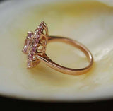 3ct Oval Cut Pink Sapphire Diamond Halo Floral Engagement Ring 14k RoseGold Over