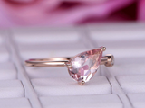 0.7ct Pear Cut Peach Morganite Engagement Ring Solitaire 14k Rose Gold Finish