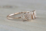 1.5ct Round Cut Diamond Love Heart Band Engagement Ring 14k Rose Gold Finish