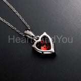 1ct Heart Simulated Red Garnet Solitaire Pendant 14k White Gold Plated NO CHAIN