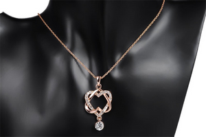 1.4ct Round Cut Diamond Pendant with Chain Fancy Heart Shape 14k RoseGold Finish