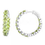 1.5ct Round Simulated Peridot Inside-Out Hoop Earrings 14k White Gold Plated