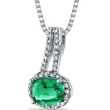 1.5Ct Oval Cut Green Emerald Diamond Halo Pendant 14K White Gold Finish NO CHAIN