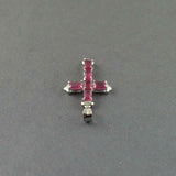 1.5ct Pink Ruby Pendant Emerald Cut Christ Cross 14k White Gold Finish NO CHAIN