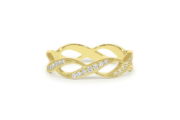 Infinity Full Eternity Wedding Band 1ct Round Cut Diamond 10k Yellow Gold Finish