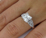 3Ct Asscher Cut Diamond Vintage Milgrain Engagement Ring 14K White Gold Finish