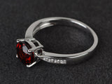 1ct Round Cut Red Garnet Engagement Ring 14k White Gold Finish 4 Prong Solitaire