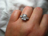 Five Stone Solitaire Engagement Ring 3ct Emerald Cut Diamond 14k White Gold Over