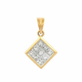 1.75ct Diamond Pendant Princess Cut Tile Design 14k Yellow Gold Finish NO CHAIN