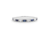 1ct Baguette Cut Blue Sapphire Half Eternity Wedding Band 14k White Gold Finish