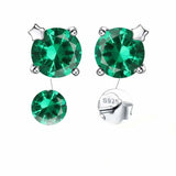 2ct Stud Earrings Round Cut Green Emerald Solitaire Design 14k White Gold Finish