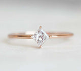 0.5ct Princess Cut Diamond Engagement Ring 14k Rose Gold Over Minimalist Promise