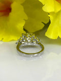 1.5ct Asscher Cut Yellow Sapphire 3 Stone Engagement Ring 14k White Gold Finish