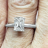 2ct Emerald Cut Diamond Engagement Ring Solitaire Promise 14k White Gold Finish