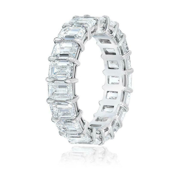 4.7ct Emerald Cut Diamond Wedding Band 14k White Gold Finish Iced Full Eternity