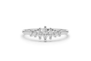 1ct Engagement Ring Marquise Cut Diamond Minimalist Design 14k White Gold Finish