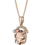 1Ct Oval Cut Peach Morganite Diamond Style Pendant 18K Rose Gold Finish NO CHAIN