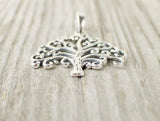 Tree of Life Leaf Pendant 14k White Gold Finish NO CHAIN