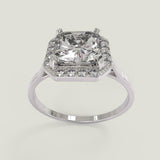 1.3ct Asscher Cut Diamond Engagement Ring Round Accent Halo 14k WhiteGold Finish