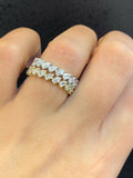 2ct Pear Diamond Diagonal Stones Eternity Wedding Ring Band 14k Yel/Wh Gold Over