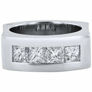 2.8ct Princess Cut Diamond Channel Set Men Engagement Ring 14k White Gold Finish