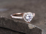 1ct Heart Cut VVS1 Diamond Valentine Unique Engagement Ring 14k Rose Gold Finish