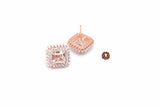 1ct Cushion Cut Peach Morganite Squarish Stud Earring Women 14k Rose Gold Finish