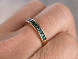 2ct Princess Cut Green Emerald Channel Set Half Eternity Band 14k Rose Gold Over