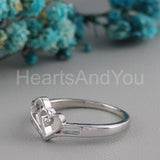 0.2ct Round Cut Moissanite Split Shank Heart Women Ring 14k White Gold Plated