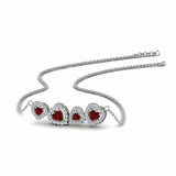 1ct Heart Cut Red Garnet Love Design Bar Pendant 14k White Gold Finish NO CHAIN