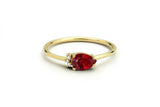 0.4ct Pear Cut Pink Ruby Petite Minimalist Engagement Ring 14k YellowGold Finish