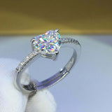 1.5ct Heart Cut Diamond Solitaire Ring 14k White Gold Finish with Round Accents