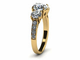 1.6ct Round Cut VVS1 Diamond Three Stone Engagement Ring 14k Yellow Gold Finish