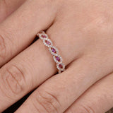 2ct Round Pink Sapphire Infinity Twisted Half Eternity Band 14k Rose Gold Finish