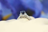 2.2ct Oval Cut Blue Sapphire Engagement Ring Vintage Halo 14k White Gold Finish