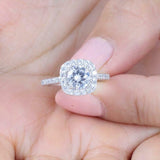 1.6ct Round Cut VVS1D Diamond Accents Halo Engagement Ring 14k White Gold Finish