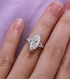 2ct Marquise Cut Diamond Milgrain Vintage Engagement Ring 14k White Gold Finish