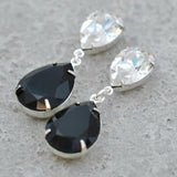 3.5ct Pear Cut Black Diamond Elegant Tear Drop Earrings 14k White Gold Finish