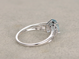 1ct Oval Blue Aquamarine Engagement Ring Infinity Solitaire 14k White Gold Over