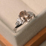 2.5ct Oval Peach Morganite Solitaire Honeycomb Accent Ring 14k White Gold Finish