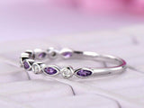 1ct Marquise Cut Purple Amethyst Wedding Band Anniversary 14k White Gold Finish