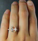 2ct Oval Cut Peach Morganite Diamond Accents Engagement Ring 14k RoseGold Finish